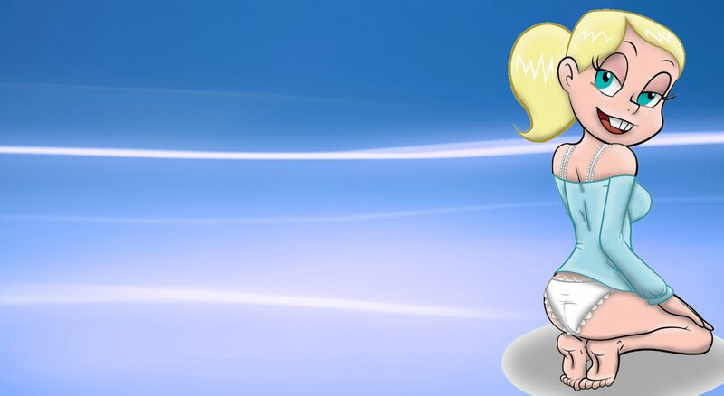 Blonde Cartoon Woman — Blue