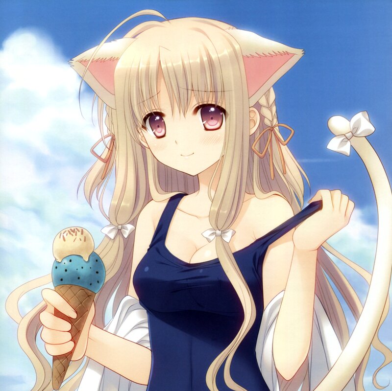 Blonde Cat-eared Girl — Blue, Cheerful