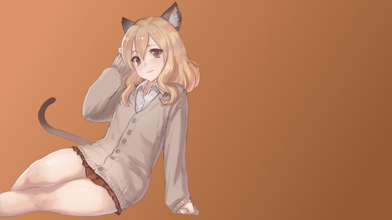 Blonde Cat-eared Girl — Brown, Calm, Anime