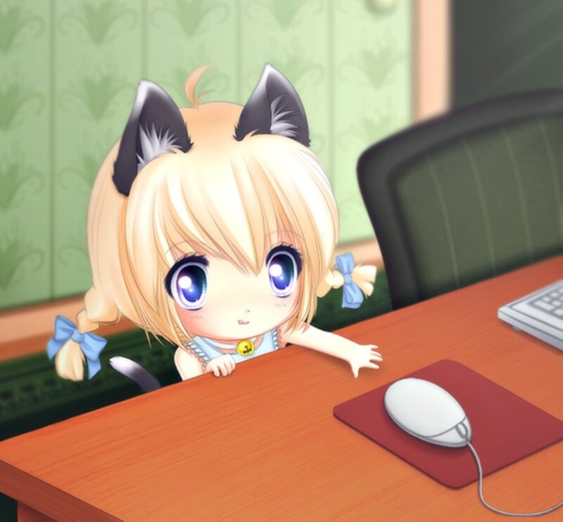 Blonde Cat-eared Girl — Brown, Calm