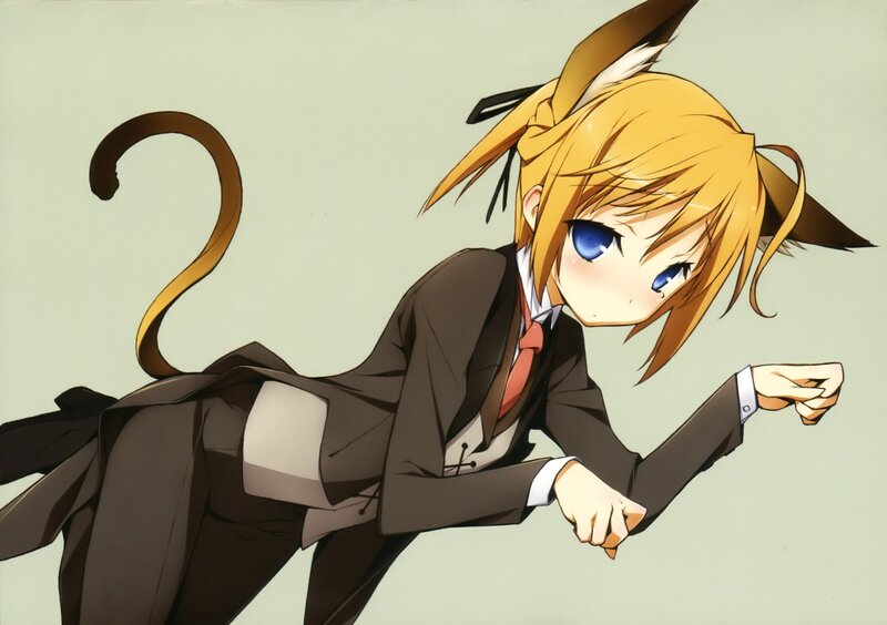 Blonde Cat-eared Girl — Brown, Playful