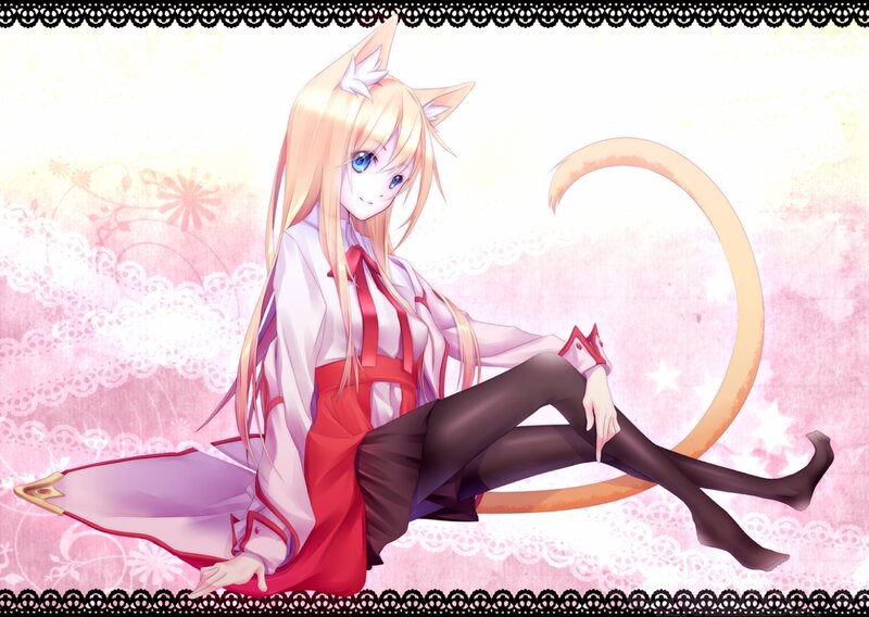 Blonde Cat-eared Girl — Pink, Calm, Anime
