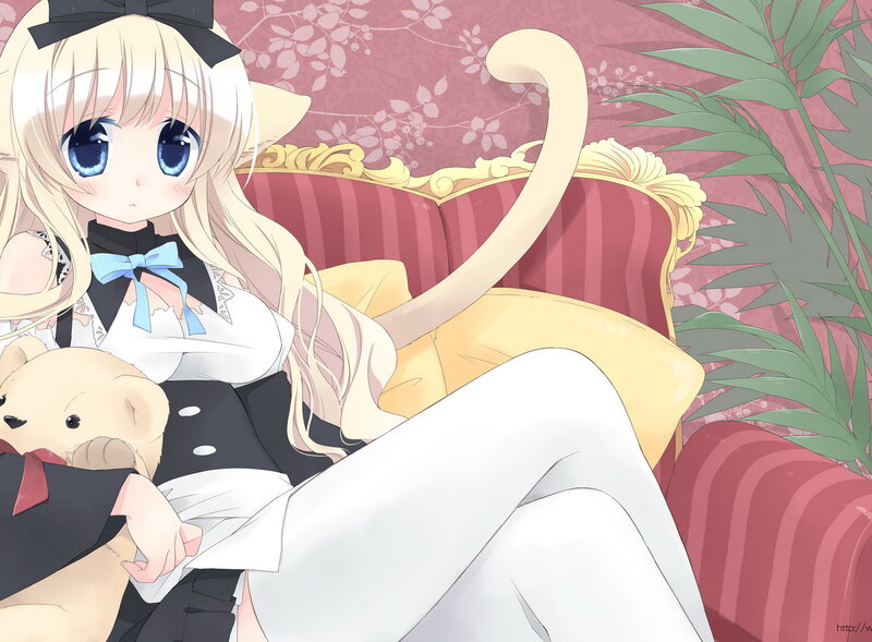 Blonde Cat-eared Girl — Pink, Calm