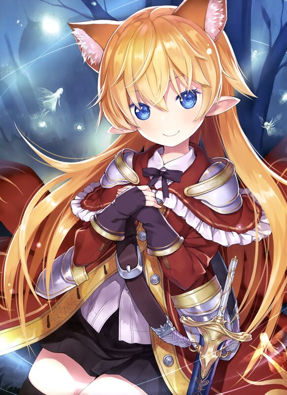 Blonde Cat-eared Girl — Red, Peaceful