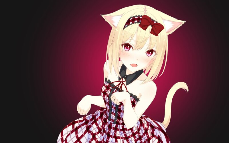 Blonde Cat-eared Girl — Red