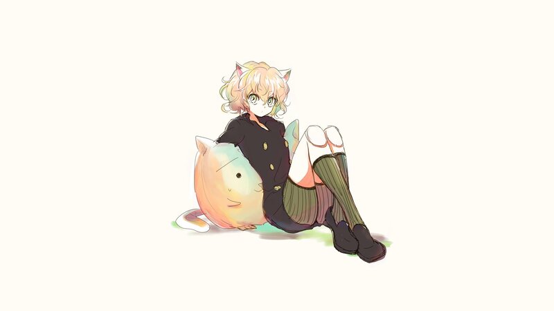 Blonde Cat-eared Girl — White, Calm, Anime