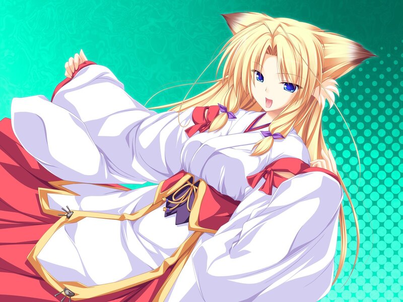 Blonde Cat-eared Girl — White