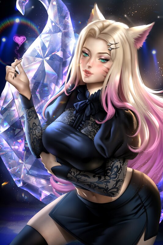 Blonde Cat-eared Woman — Black