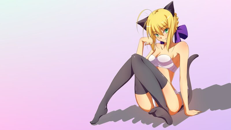 blonde cat girl anime character