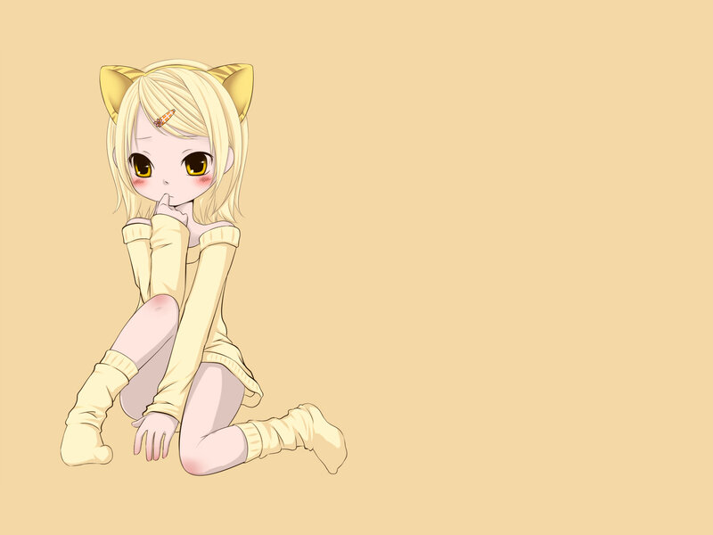 blonde cat girl sitting