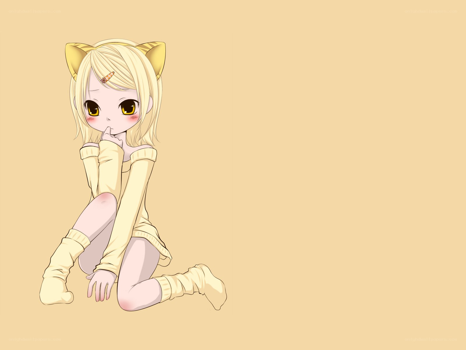 blonde cat girl sitting