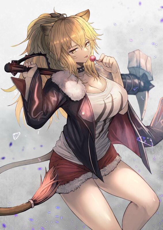 Blonde Cat-girl Warrior — White