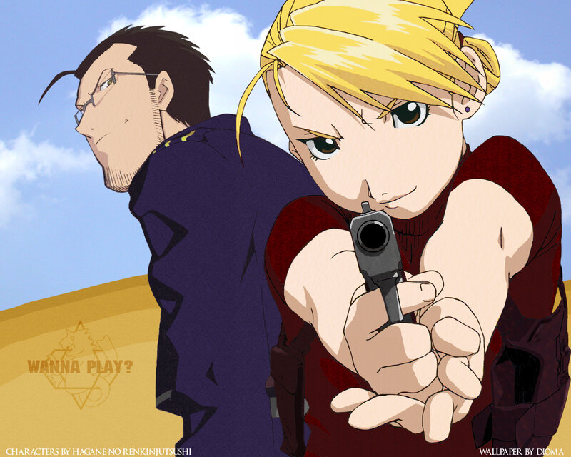 Blonde Character Holding Gun — Yellow