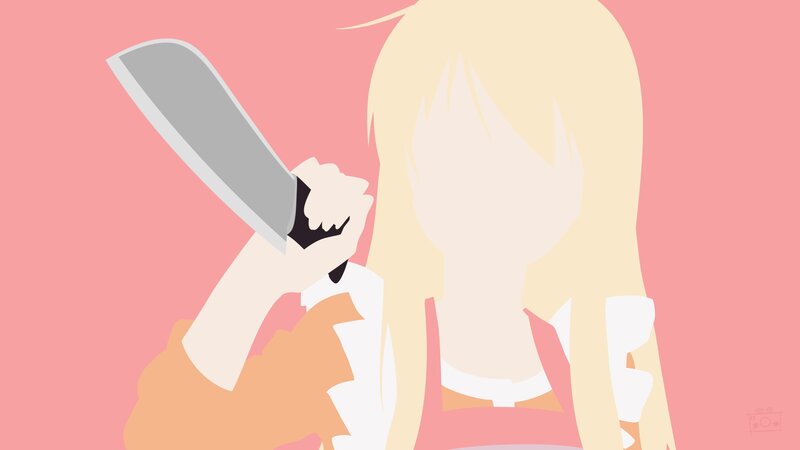 Blonde Character Holding Knife