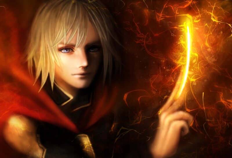 Blonde Character Holding Staff
