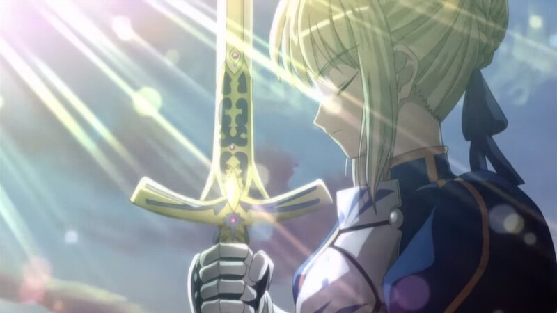 Blonde Character Holding Sword — Blue