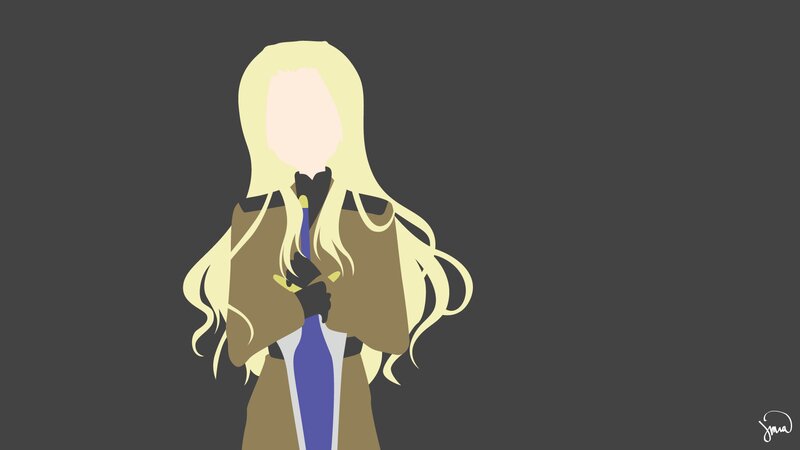 Blonde Character Holding Sword — Gray