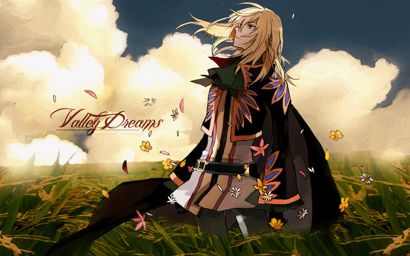 Blonde character in a field