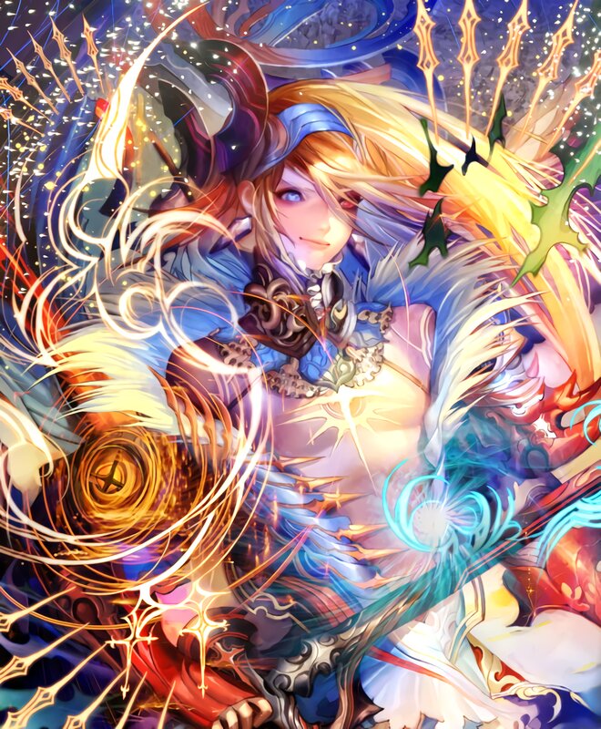 Blonde Character in Armor — Blue, Dramatic, Digital Art