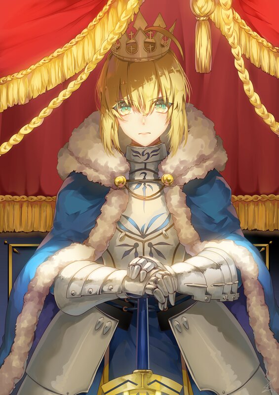 Blonde Character in Armor — Red, Regal