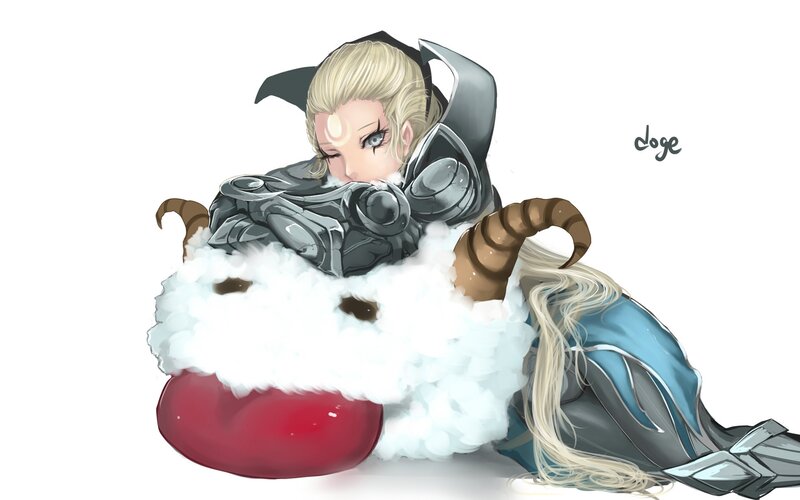 Blonde Character in Armor — White