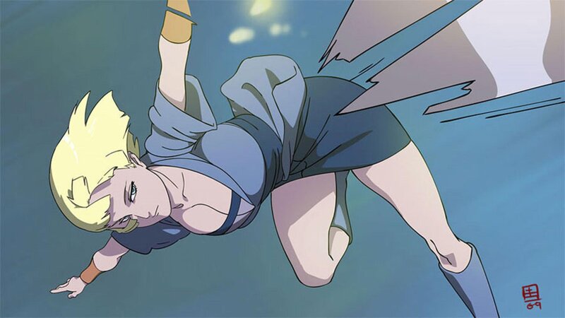 Blonde Character in Blue Outfit