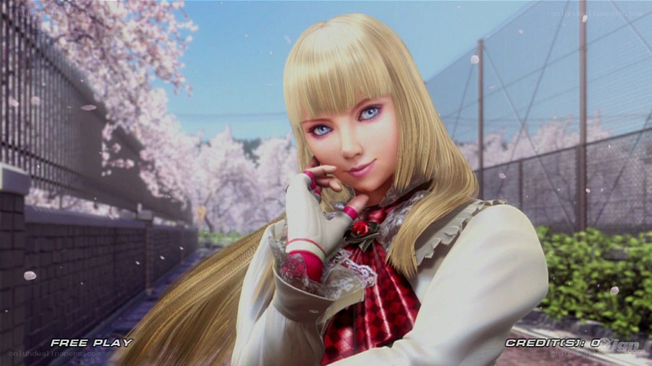 blonde character in cherry blossom