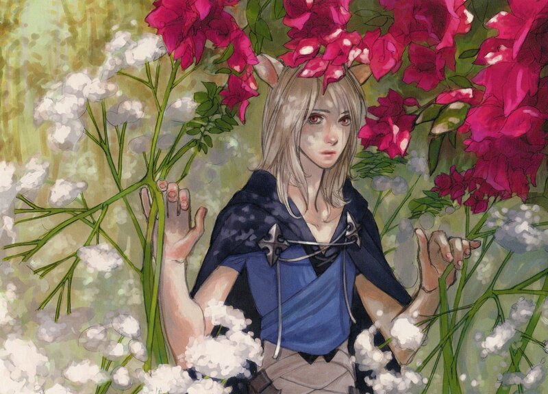 Blonde Character in Flowers