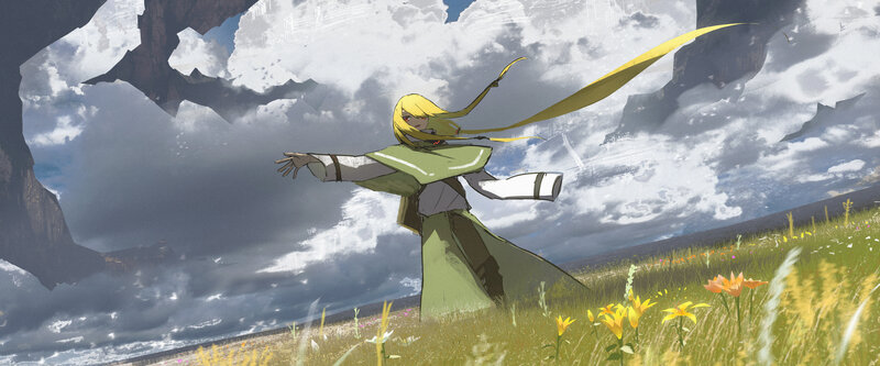 Blonde Character in Green Cloak