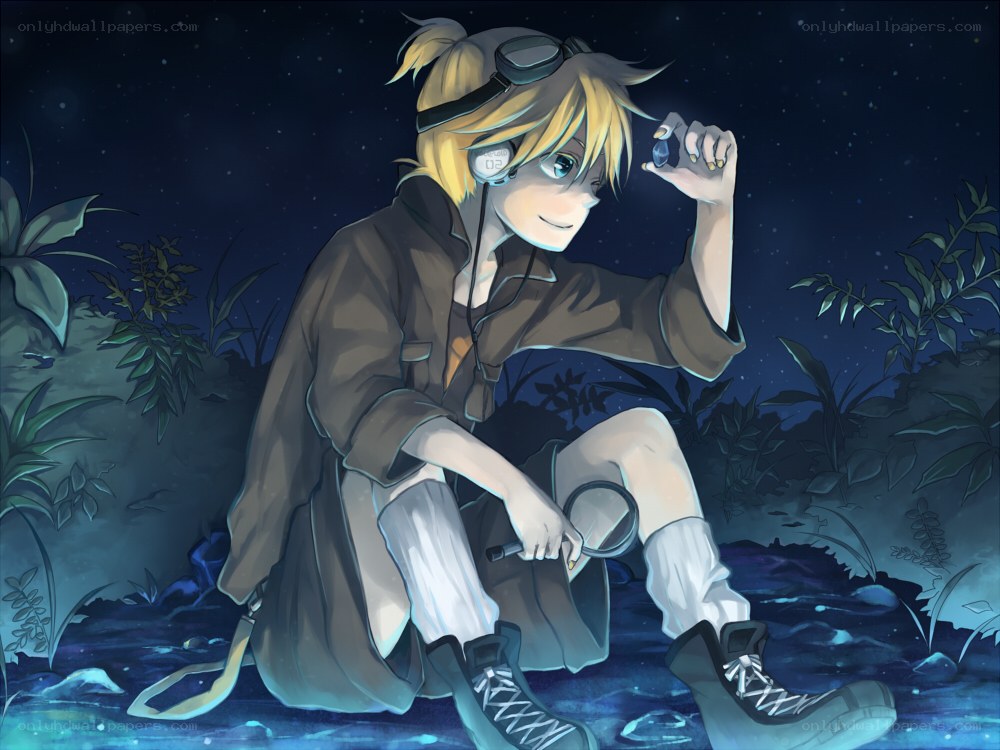 blonde character in night forest