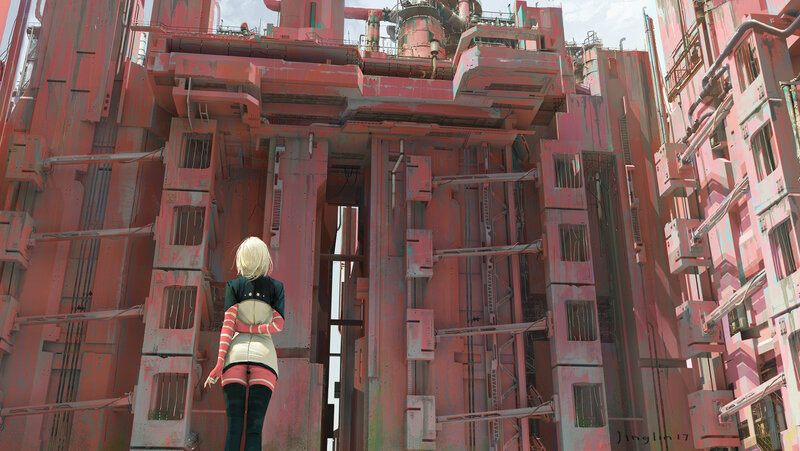Blonde Character in Red City