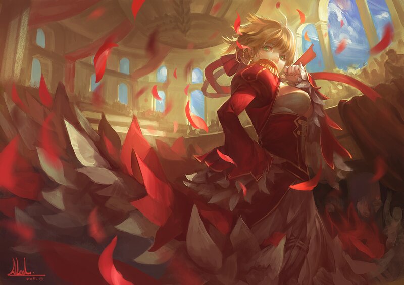 Blonde Character in Red Dress — Dramatic