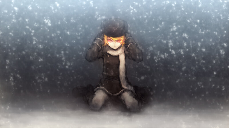 Blonde Character in Snow — Gray
