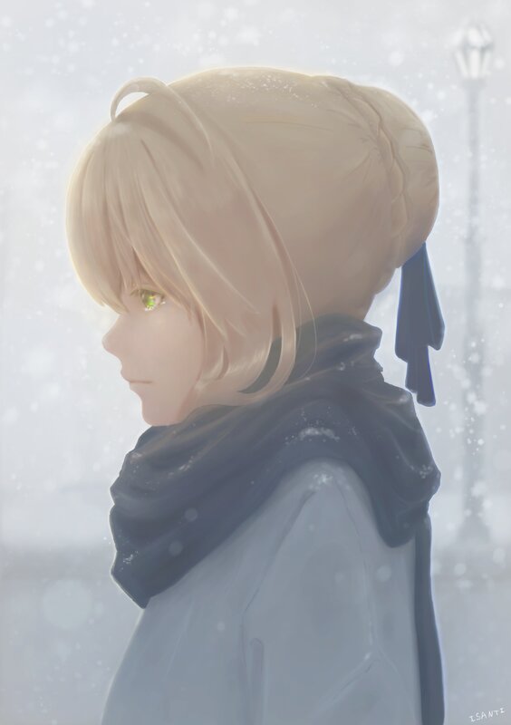 Blonde Character in Snow — White, Serene