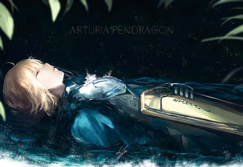 Blonde Character in Water — Blue, Dramatic