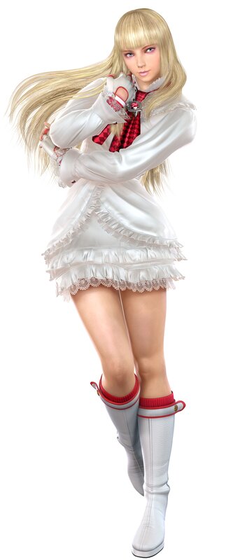 Blonde character in white dress