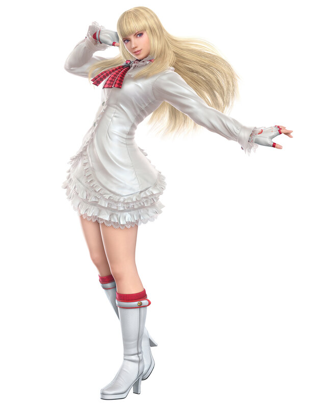 Blonde character in white dress