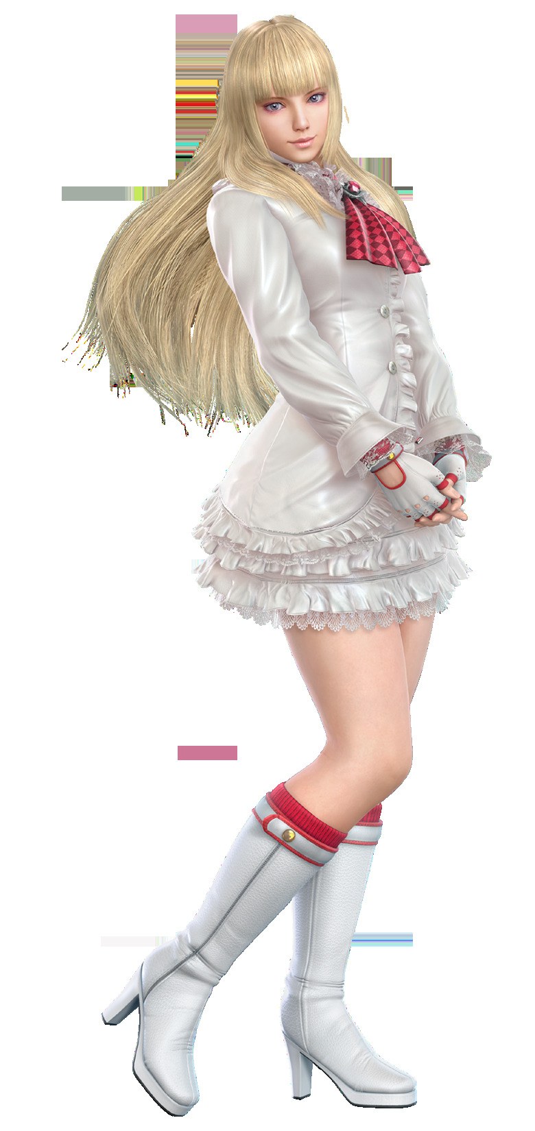 blonde character in white dress