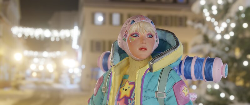 Blonde Character in Winter Coat
