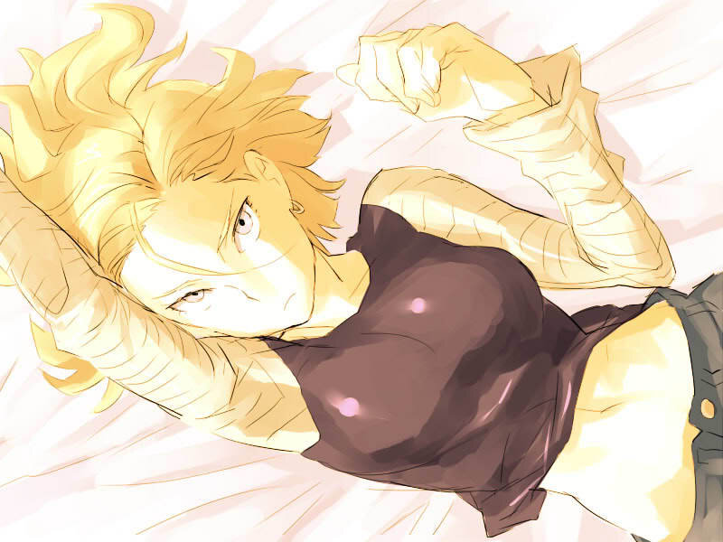blonde character lying down