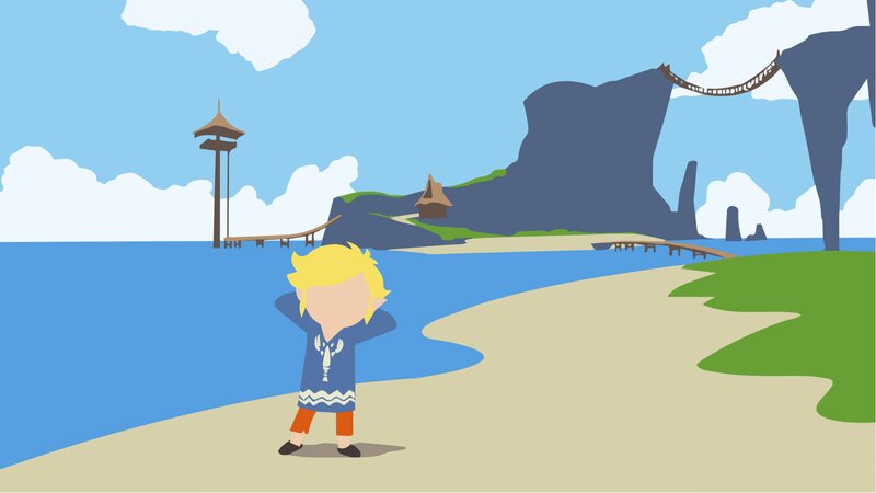 Blonde Character on Beach