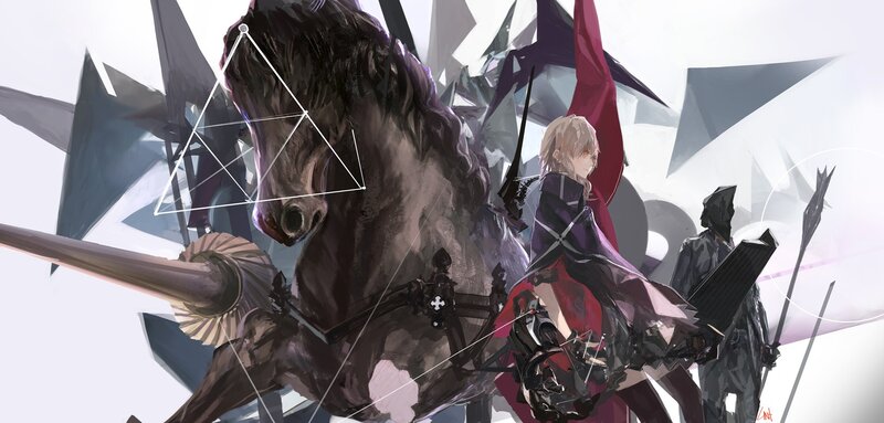 Blonde Character on Horse — White