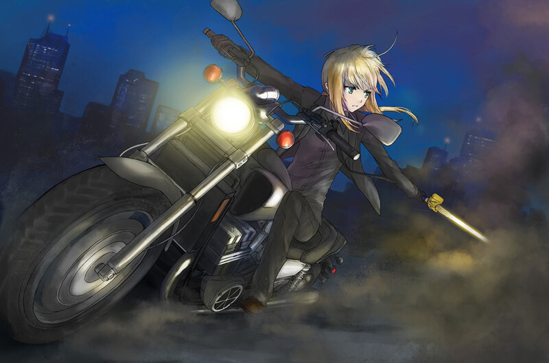 Blonde Character on Motorcycle