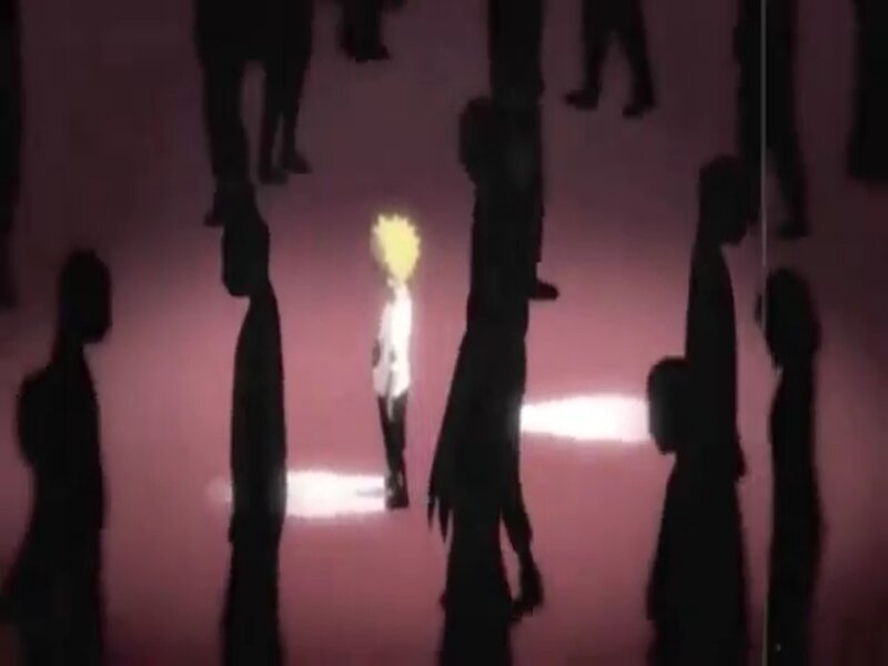 Blonde Character Surrounded by Silhouettes