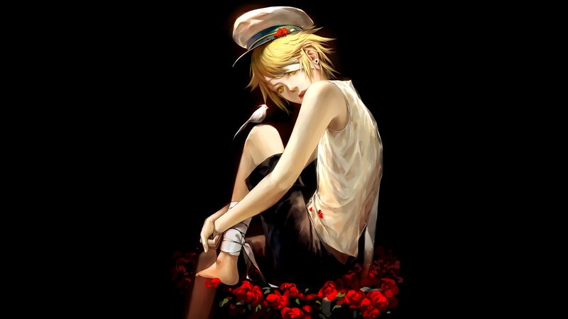 Blonde Character with Bird — Black, Dramatic