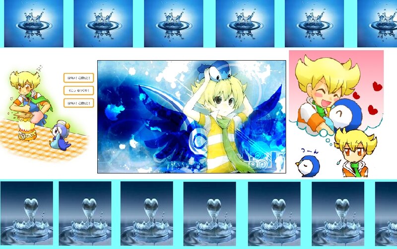 Blonde Character with Bird — Blue