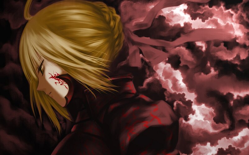 Blonde Character with Blood — Red