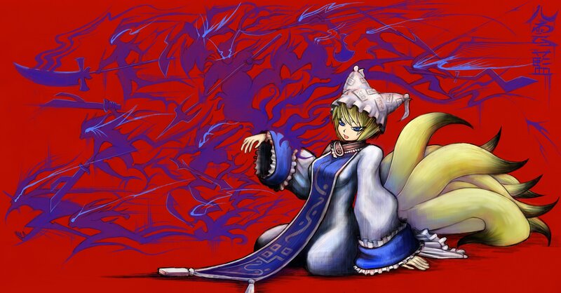 Blonde Character with Fox Tail — Red