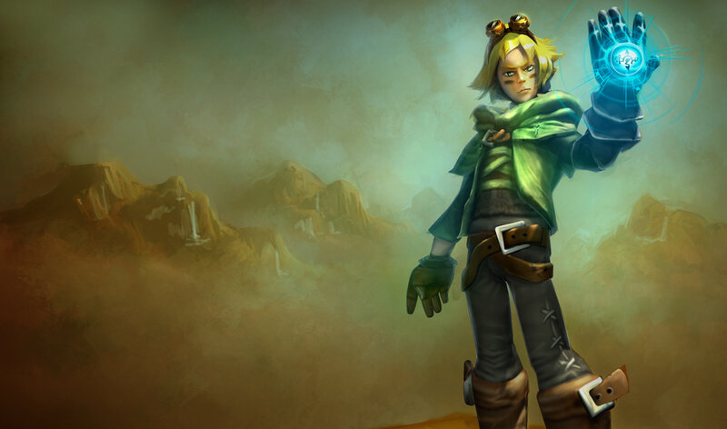 Blonde Character with Glowing Hand — Green