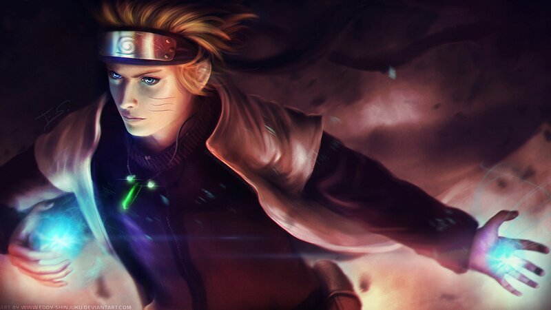 Blonde Character with Glowing Hands — Blue